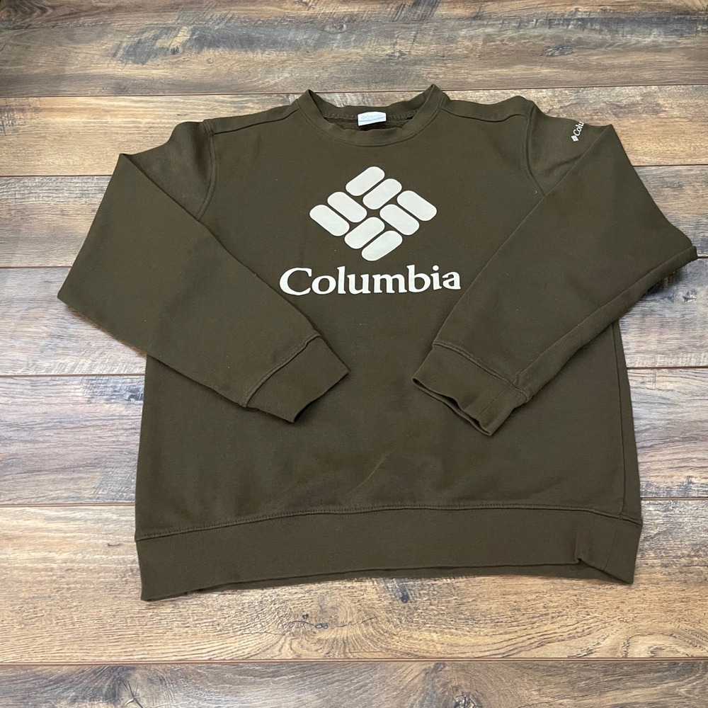 Columbia Mens Hart Mountain II Graphic Crewneck Sweatshirt Olive Green M Gorp